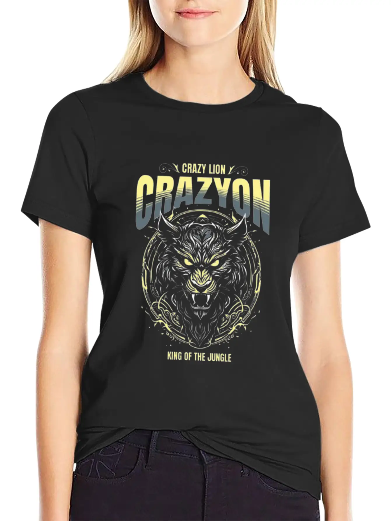 Customizable Crazy Lion Breathable Soft Cotton T-Shirt – Timeless Casual Look