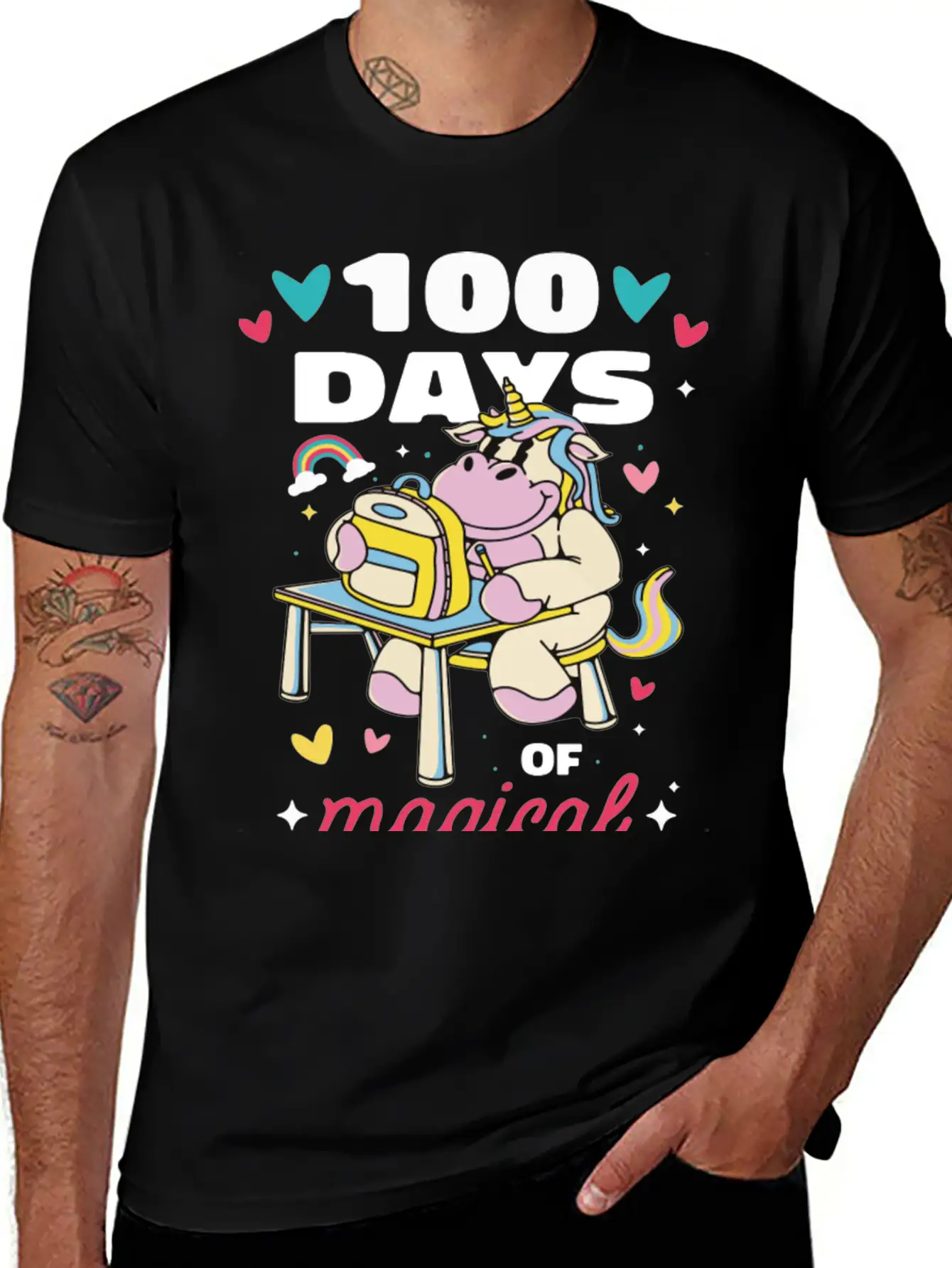 Cute 100 Days Of School Magical Learning Unicorn Classic Cotton Tee – Unisex Comfort For Any Season