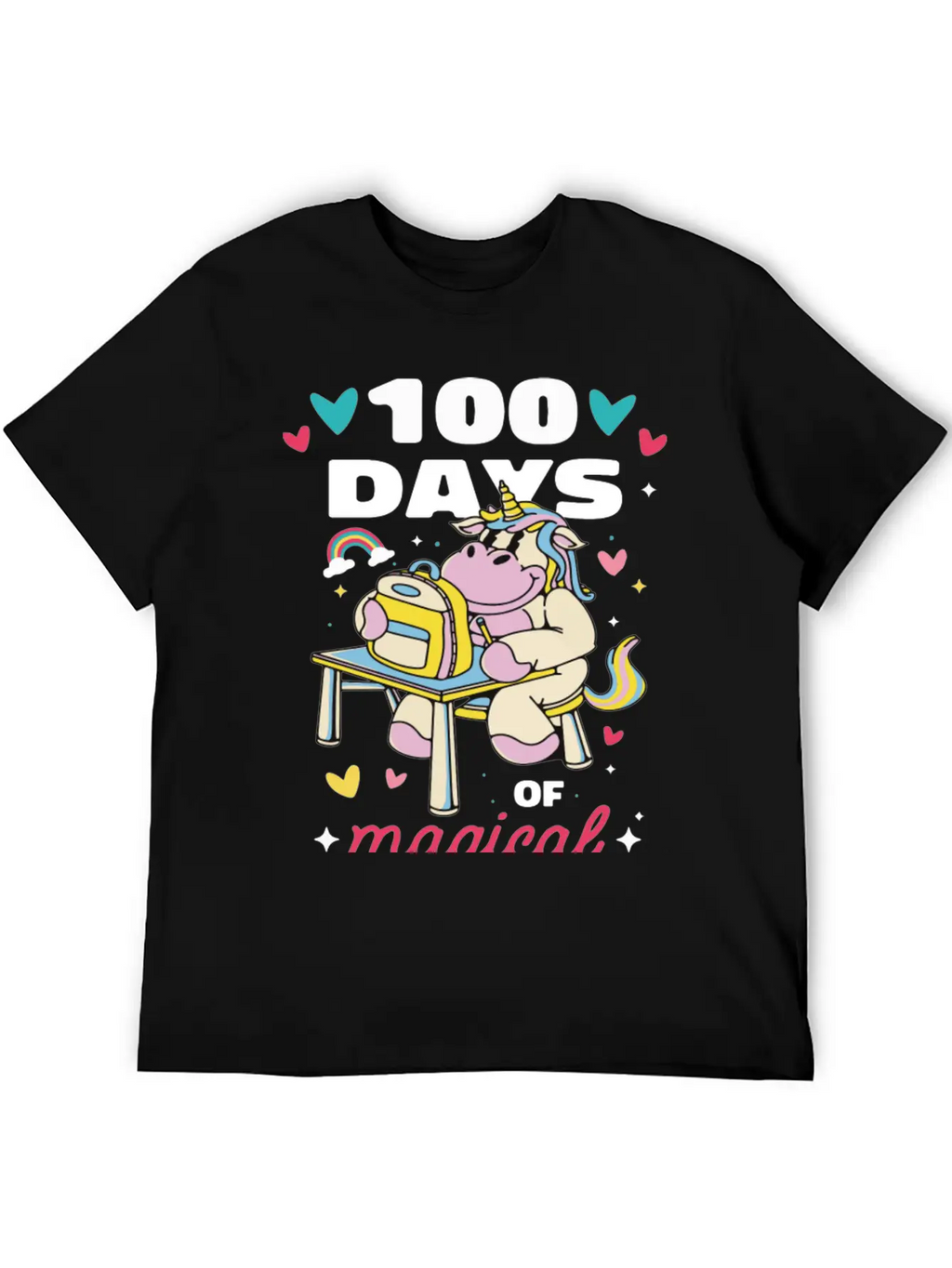 Cute 100 Days Of School Magical Learning Unicorn Classic Cotton Tee – Unisex Comfort For Any Season