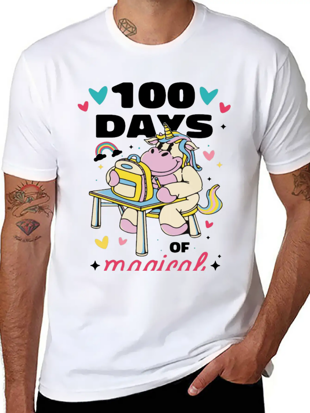 Cute 100 Days Of School Magical Learning Unicorn Classic Cotton Tee – Unisex Comfort For Any Season