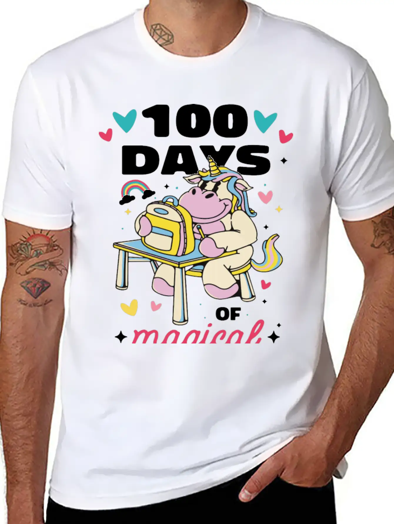 Cute 100 Days Of School Magical Learning Unicorn Classic Cotton Tee – Unisex Comfort For Any Season