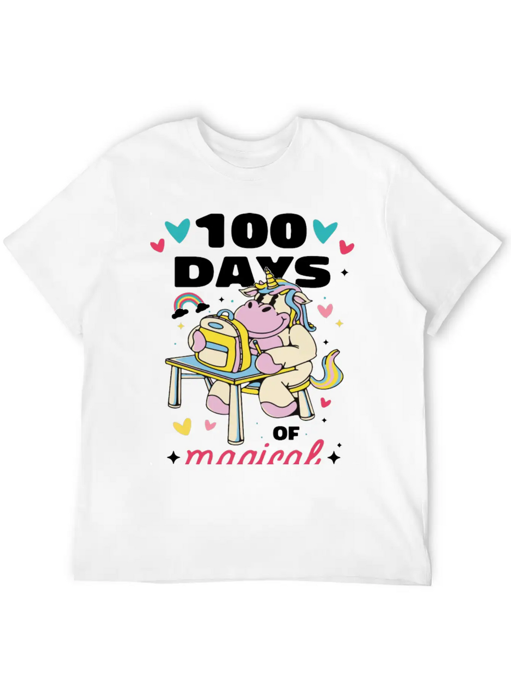 Cute 100 Days Of School Magical Learning Unicorn Classic Cotton Tee – Unisex Comfort For Any Season