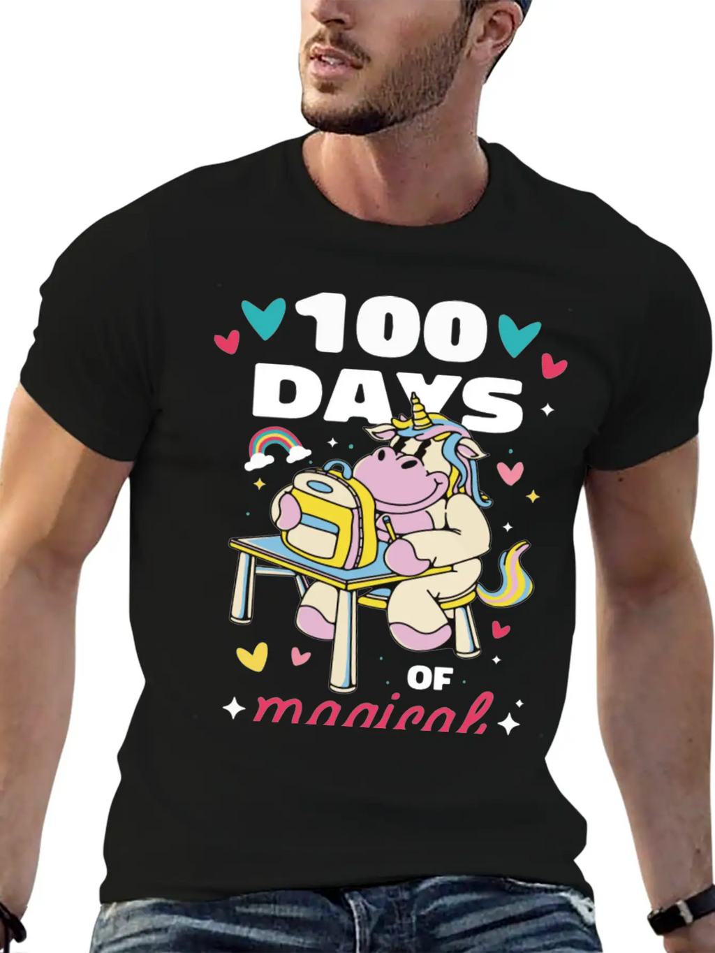 Cute 100 Days Of School Magical Learning Unicorn Classic Cotton Tee – Unisex Comfort For Any Season