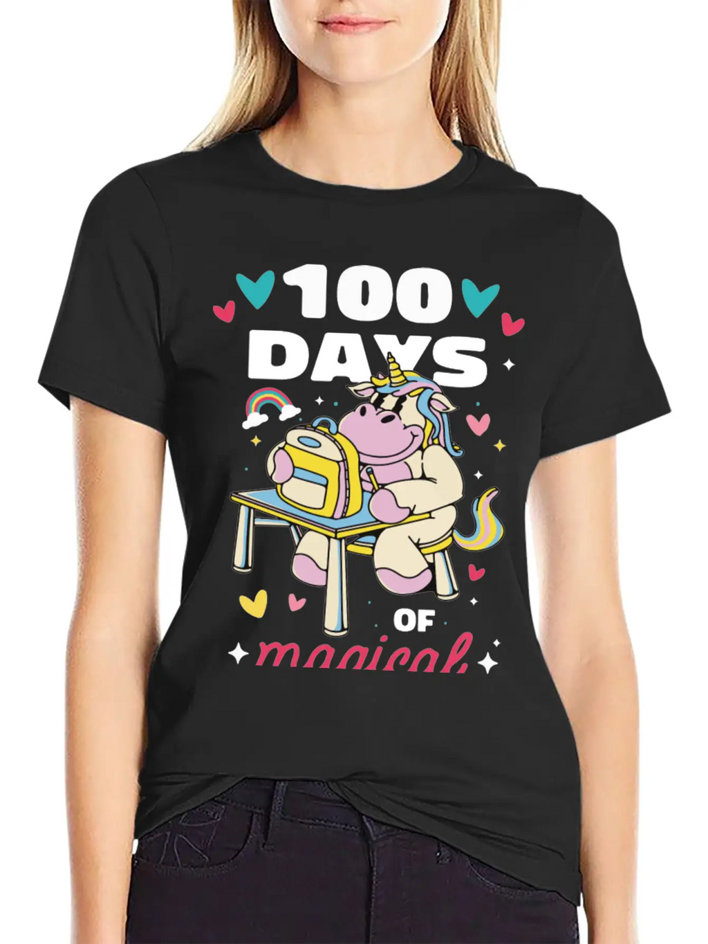 Cute 100 Days Of School Magical Learning Unicorn Classic Cotton Tee – Unisex Comfort For Any Season