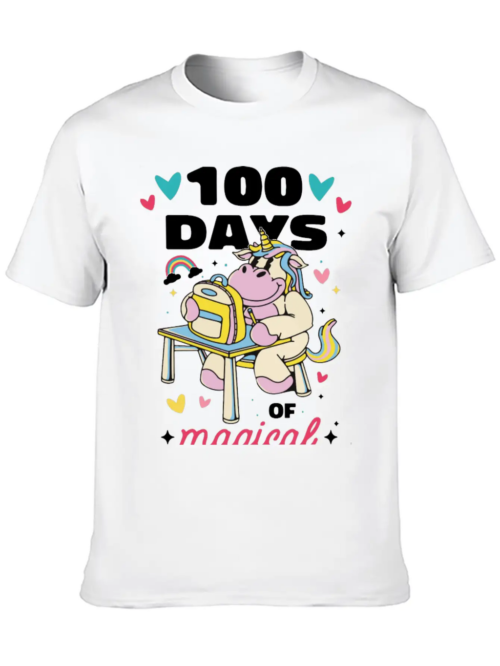 Cute 100 Days Of School Magical Learning Unicorn Classic Cotton Tee – Unisex Comfort For Any Season