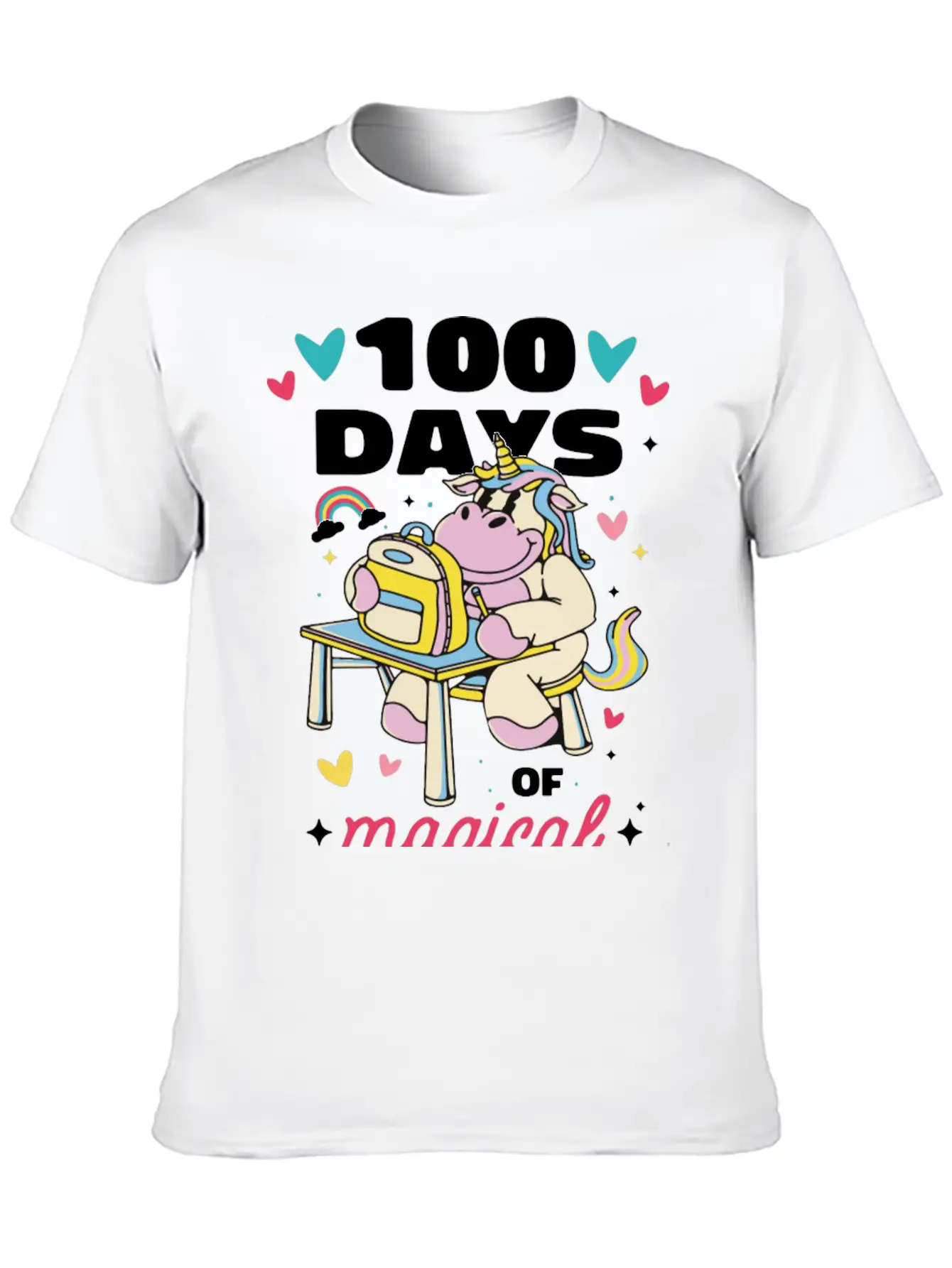 Cute 100 Days Of School Magical Learning Unicorn Classic Cotton Tee – Unisex Comfort For Any Season