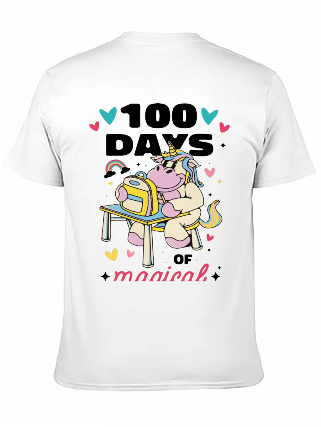 Cute 100 Days Of School Magical Learning Unicorn Classic Cotton Tee – Unisex Comfort For Any Season