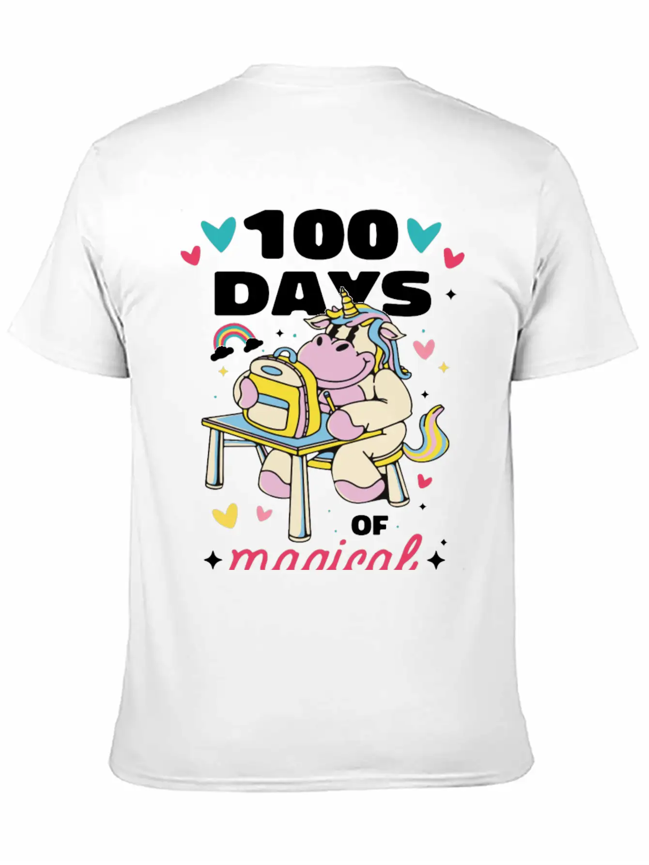 Cute 100 Days Of School Magical Learning Unicorn Classic Cotton Tee – Unisex Comfort For Any Season
