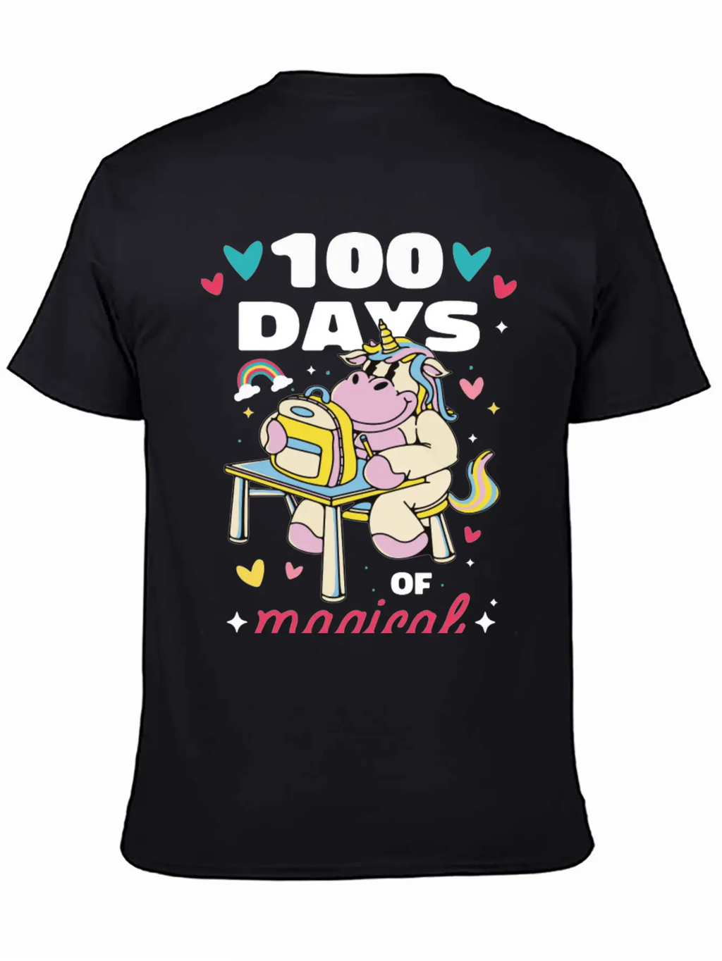 Cute 100 Days Of School Magical Learning Unicorn Classic Cotton Tee – Unisex Comfort For Any Season