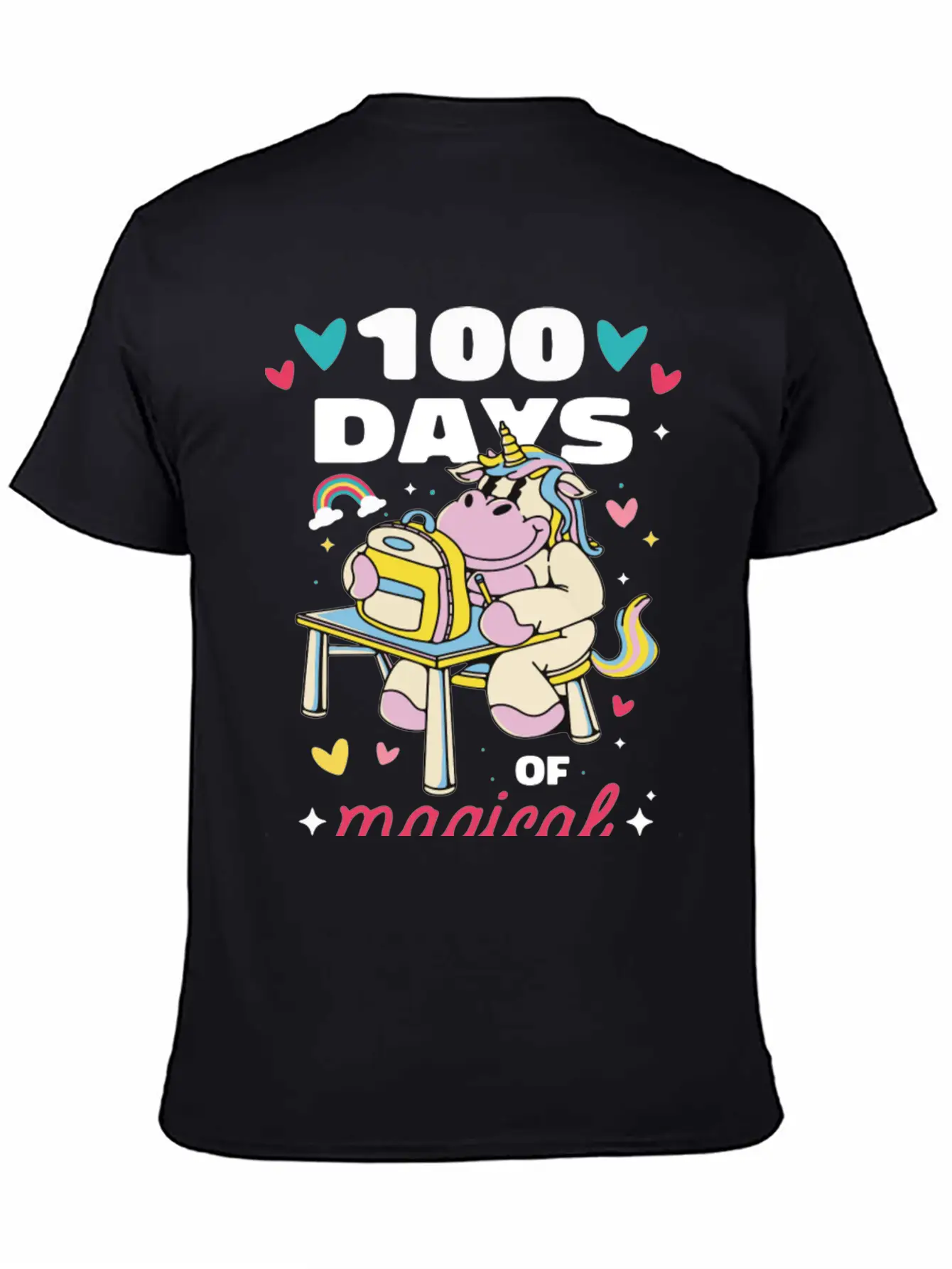 Cute 100 Days Of School Magical Learning Unicorn Classic Cotton Tee – Unisex Comfort For Any Season