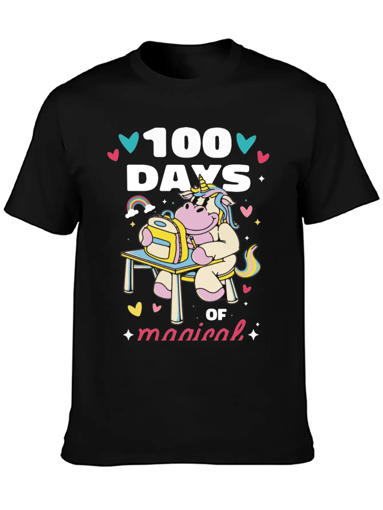 Cute 100 Days Of School Magical Learning Unicorn Classic Cotton Tee – Unisex Comfort For Any Season