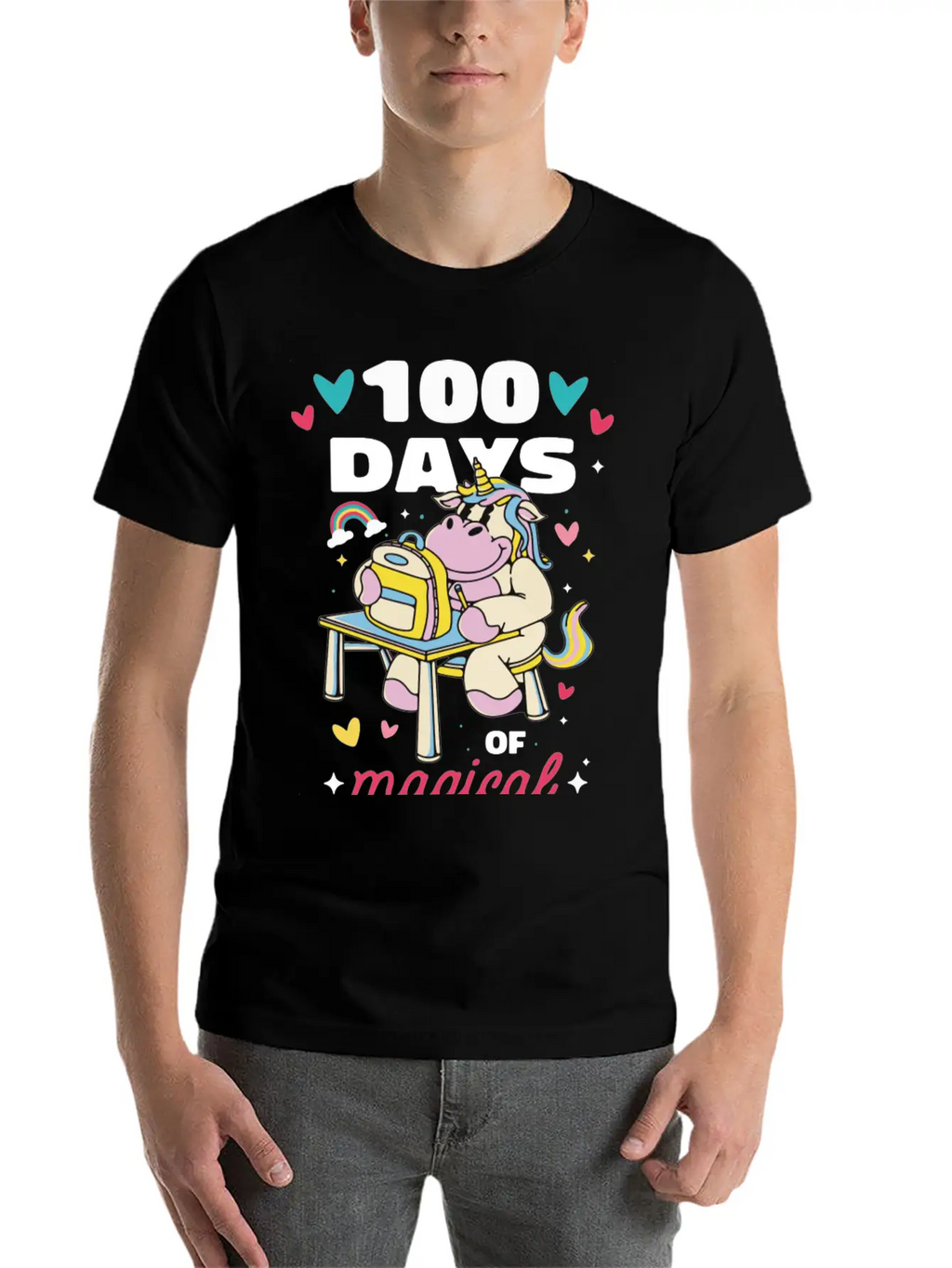 Cute 100 Days Of School Magical Learning Unicorn Classic Cotton Tee – Unisex Comfort For Any Season