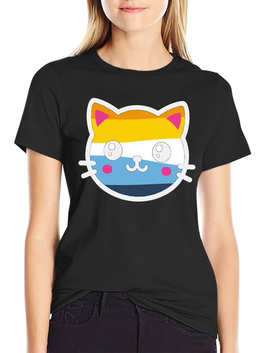 Cute Aroace Cat Breathable Soft Cotton T-Shirt – Timeless Casual Look