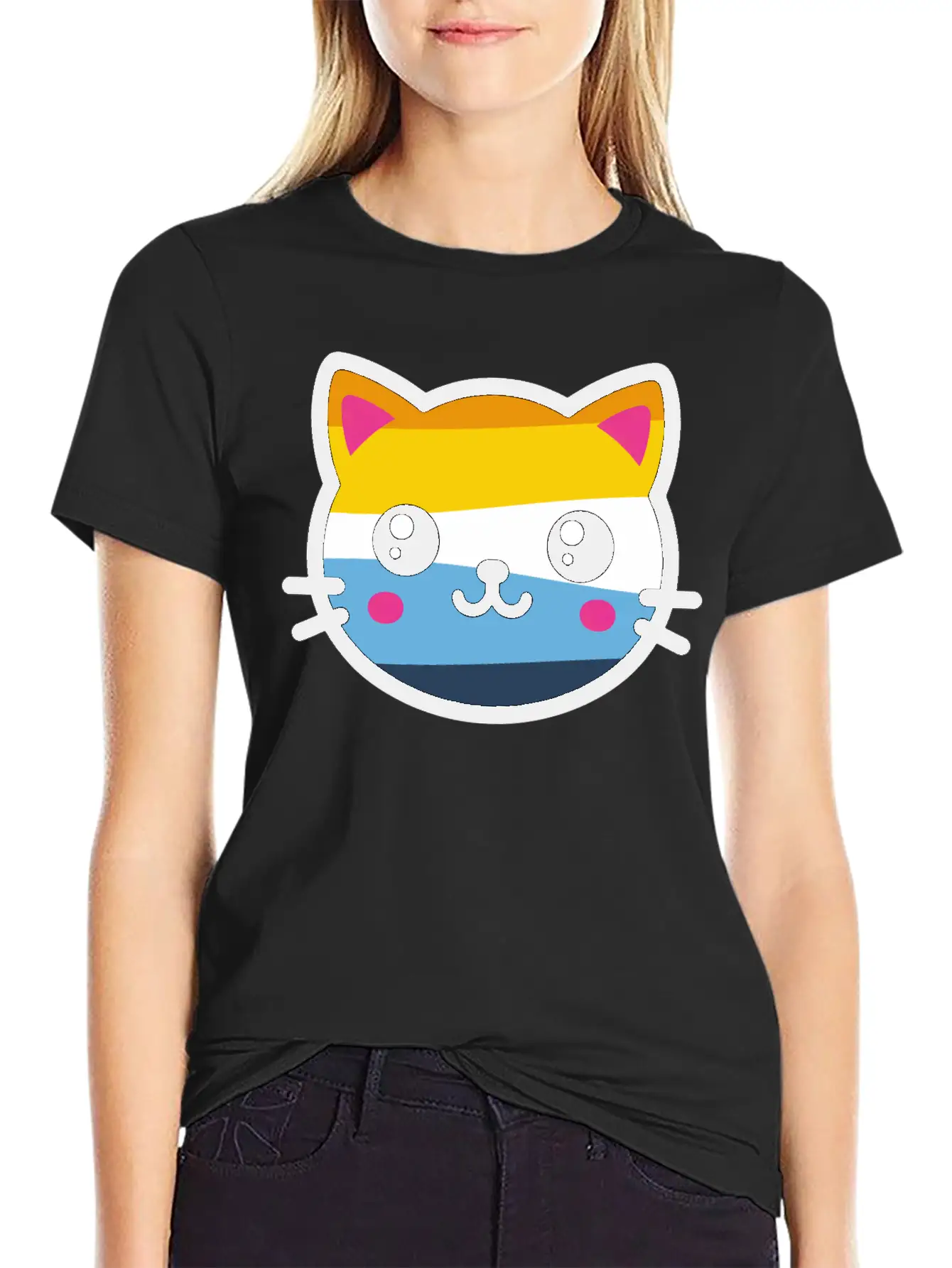 Cute Aroace Cat Breathable Soft Cotton T-Shirt – Timeless Casual Look