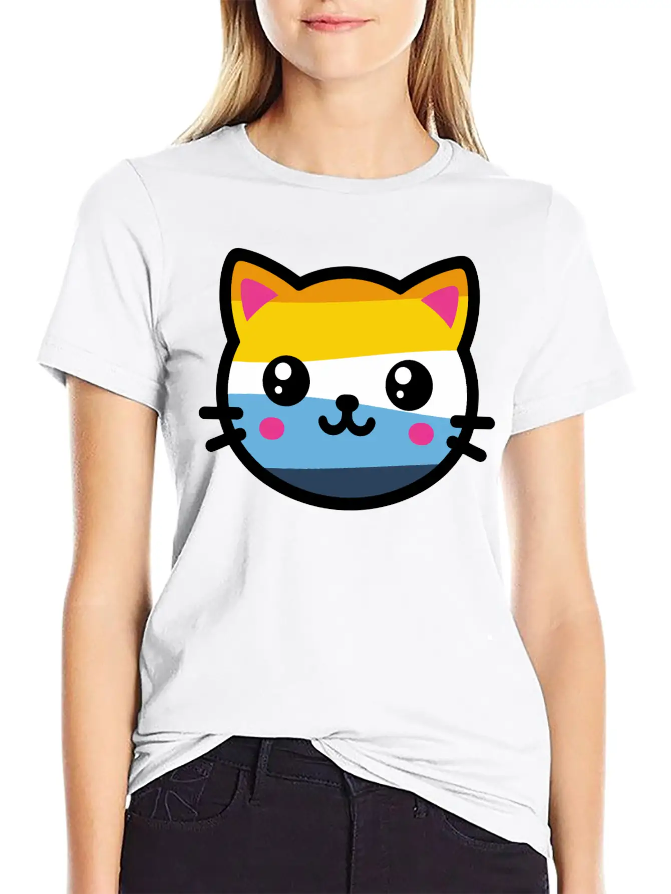 Cute Aroace Cat Breathable Soft Cotton T-Shirt – Timeless Casual Look