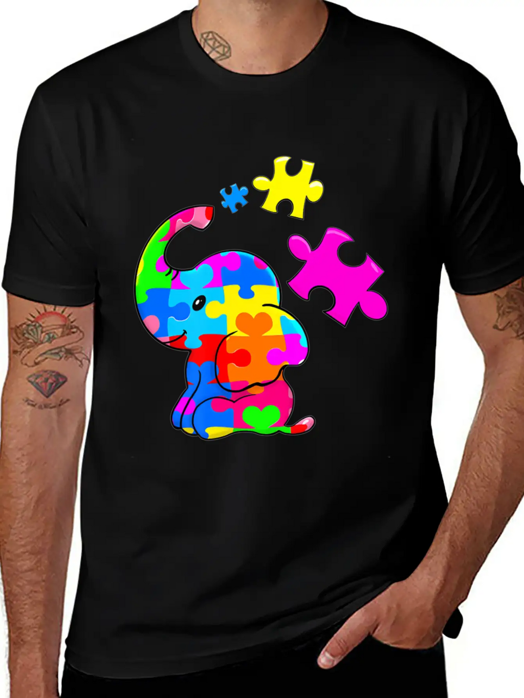 Cute Autism Elephant Autism Awareness Autistic Breathable Soft Cotton T-Shirt – Timeless Casual Look