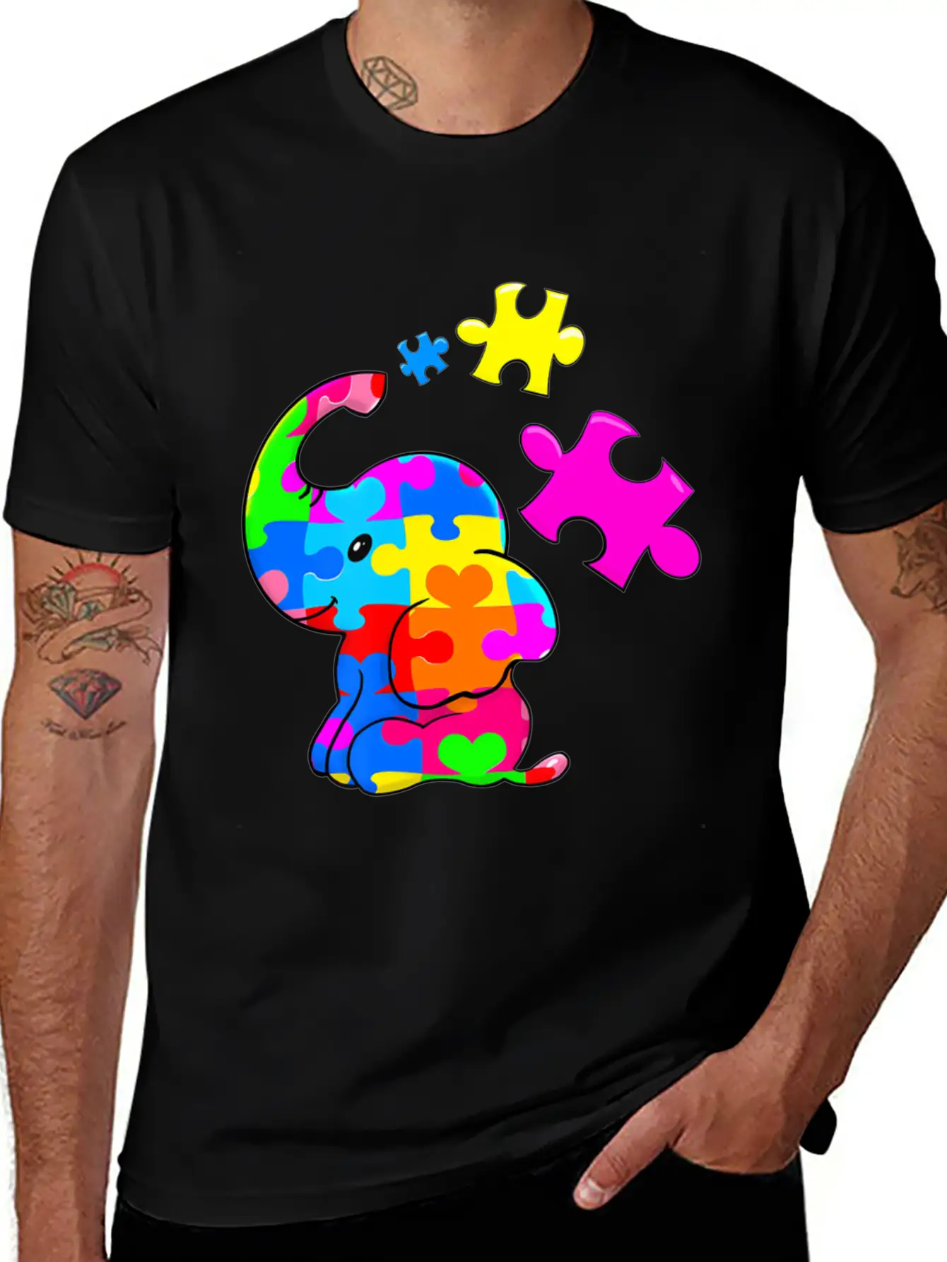 Cute Autism Elephant Autism Awareness Autistic Breathable Soft Cotton T-Shirt – Timeless Casual Look