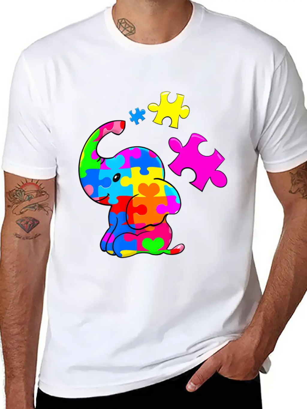 Cute Autism Elephant Autism Awareness Autistic Breathable Soft Cotton T-Shirt – Timeless Casual Look