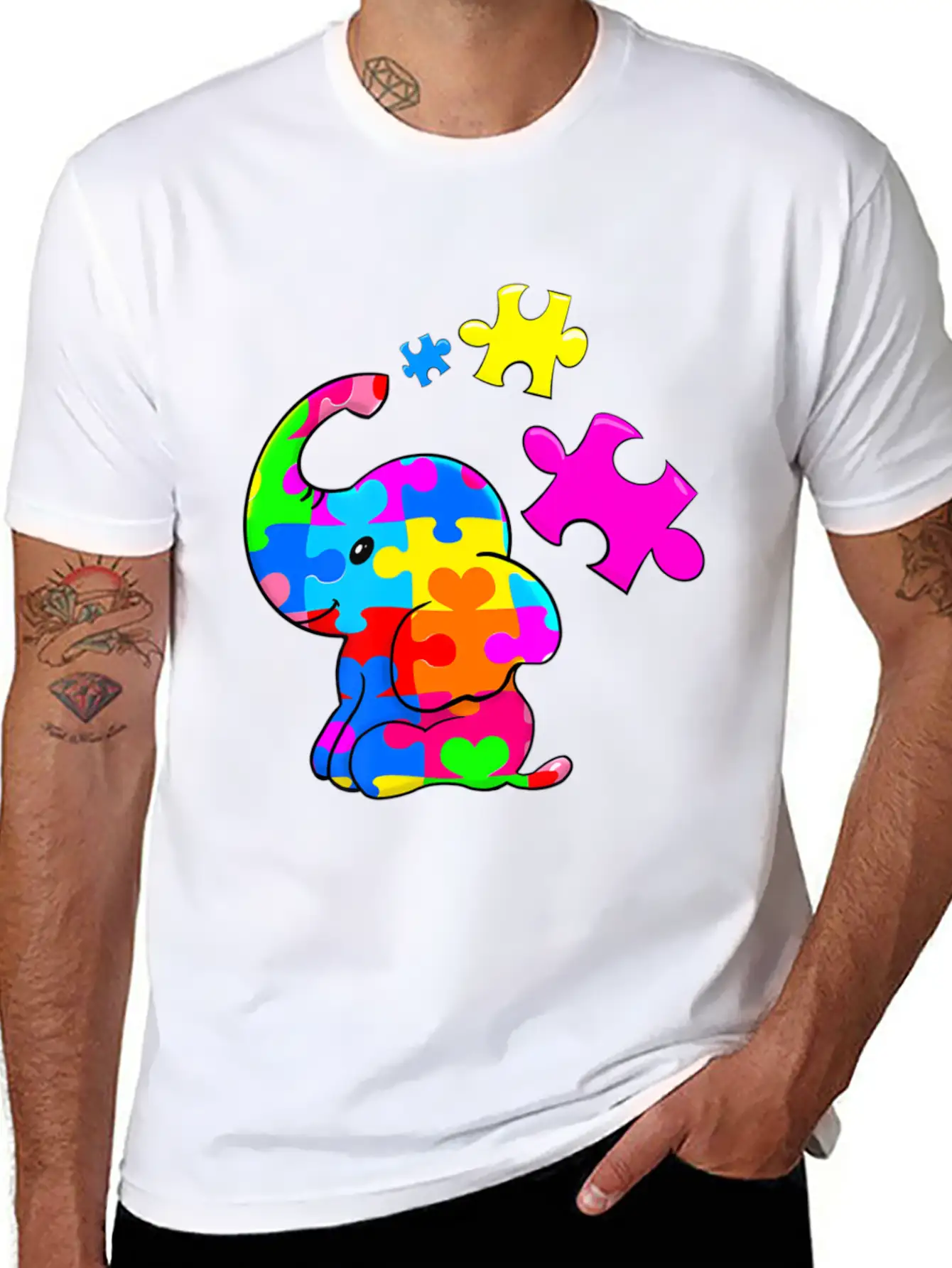 Cute Autism Elephant Autism Awareness Autistic Breathable Soft Cotton T-Shirt – Timeless Casual Look