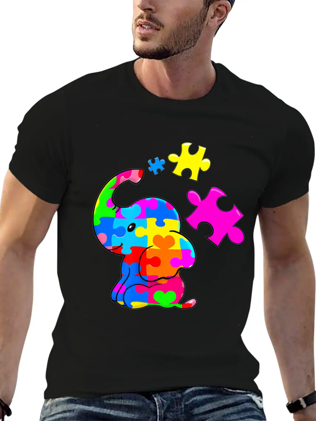 Cute Autism Elephant Autism Awareness Autistic Breathable Soft Cotton T-Shirt – Timeless Casual Look