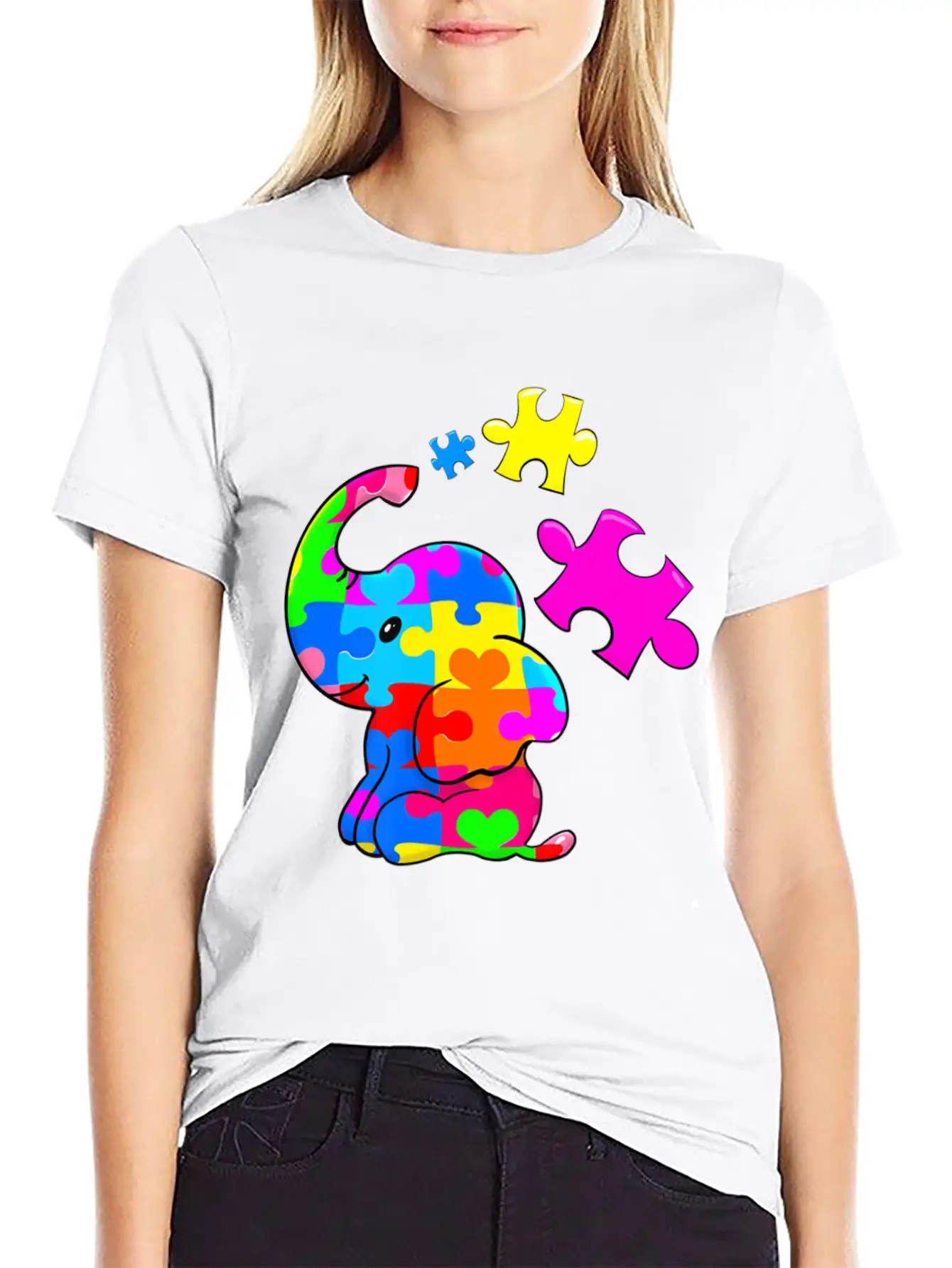Cute Autism Elephant Autism Awareness Autistic Breathable Soft Cotton T-Shirt – Timeless Casual Look