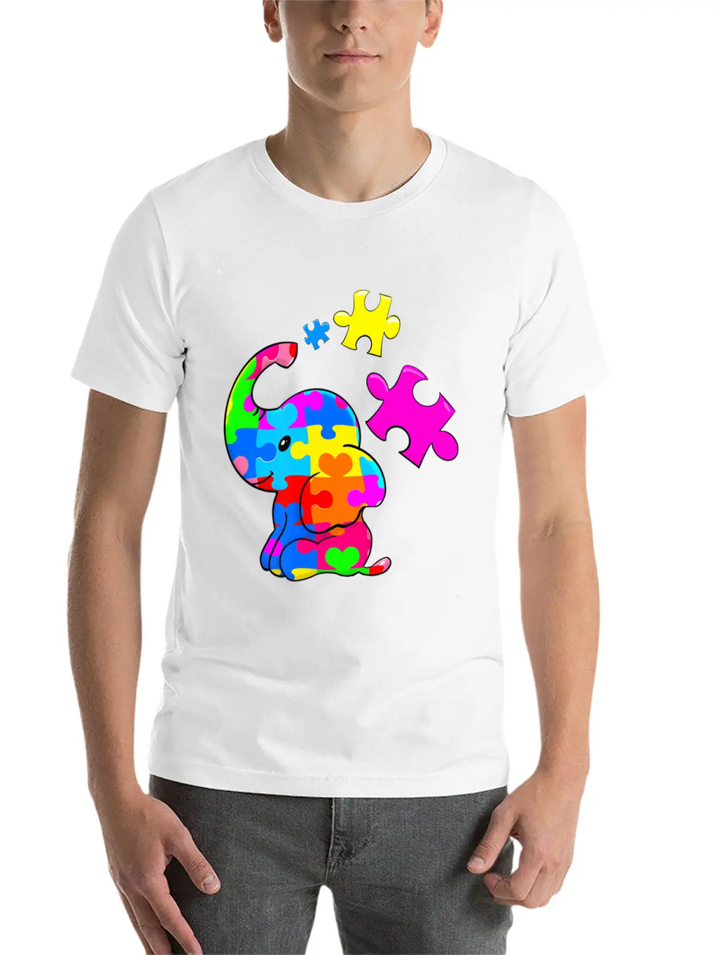 Cute Autism Elephant Autism Awareness Autistic Breathable Soft Cotton T-Shirt – Timeless Casual Look