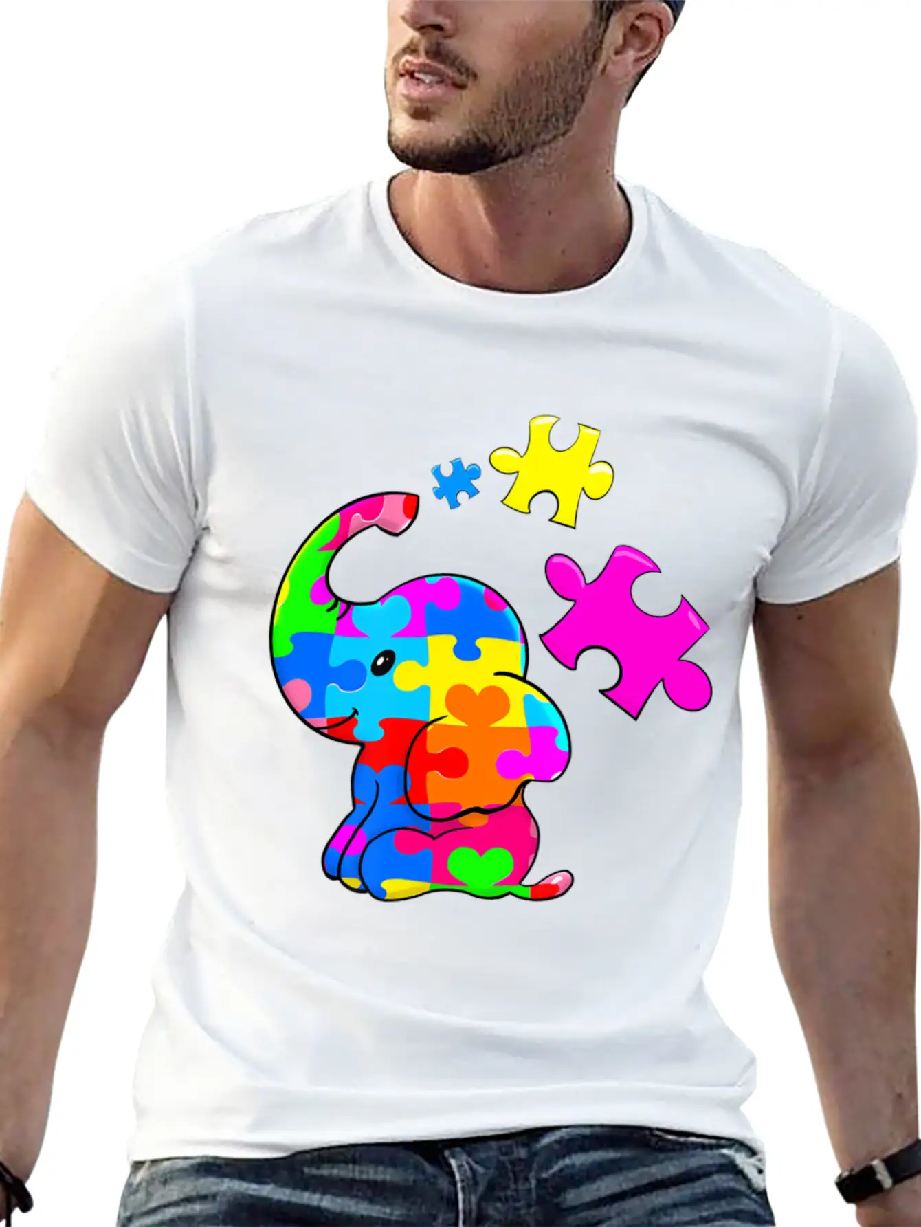 Cute Autism Elephant Autism Awareness Autistic Breathable Soft Cotton T-Shirt – Timeless Casual Look