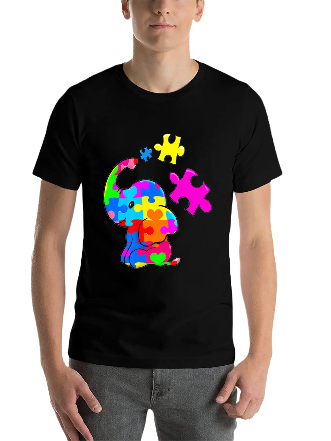 Cute Autism Elephant Autism Awareness Autistic Breathable Soft Cotton T-Shirt – Timeless Casual Look