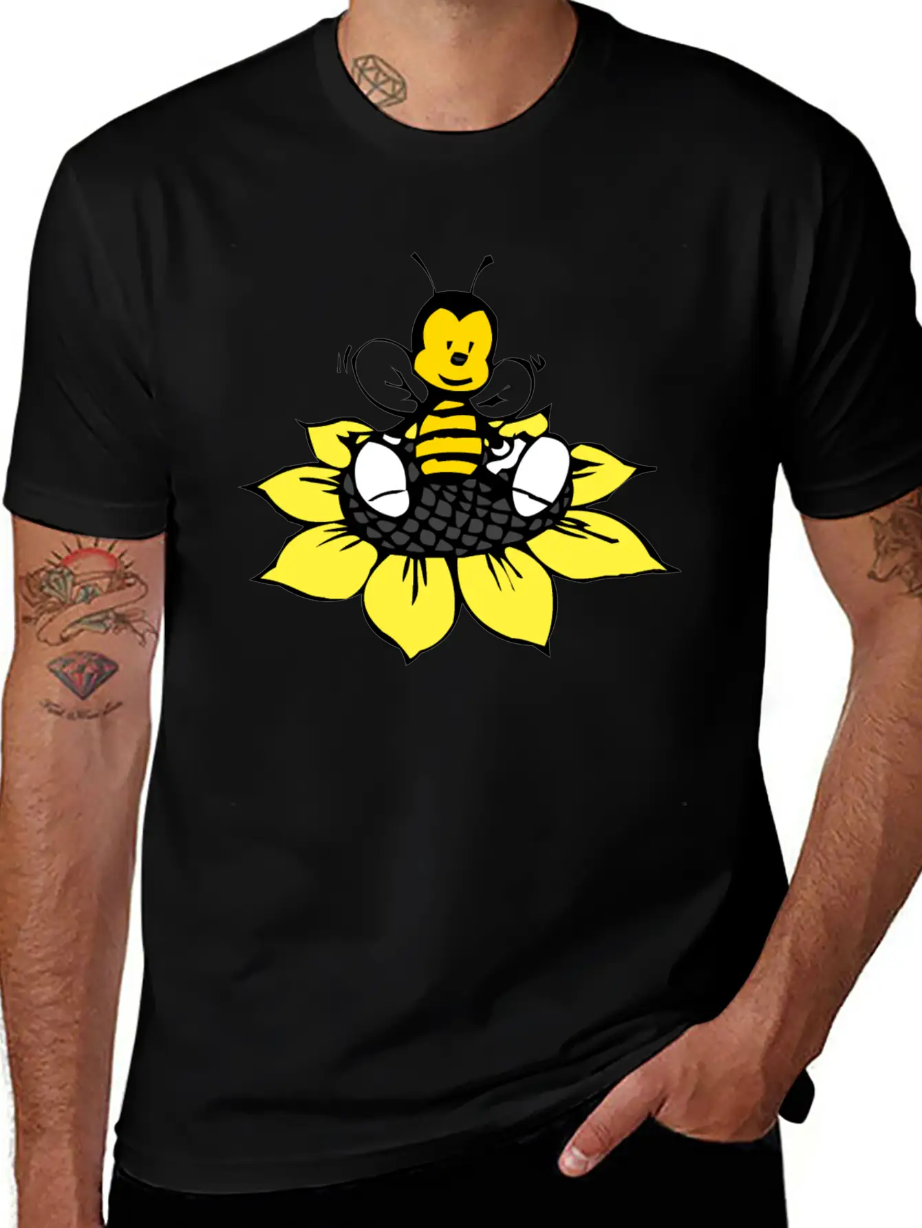 Cute Bee Breathable Graphic T-Shirt – Perfect For Casual Days