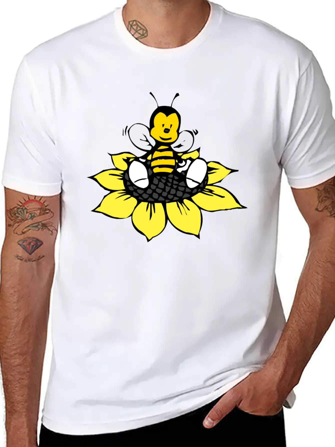 Cute Bee Breathable Graphic T-Shirt – Perfect For Casual Days