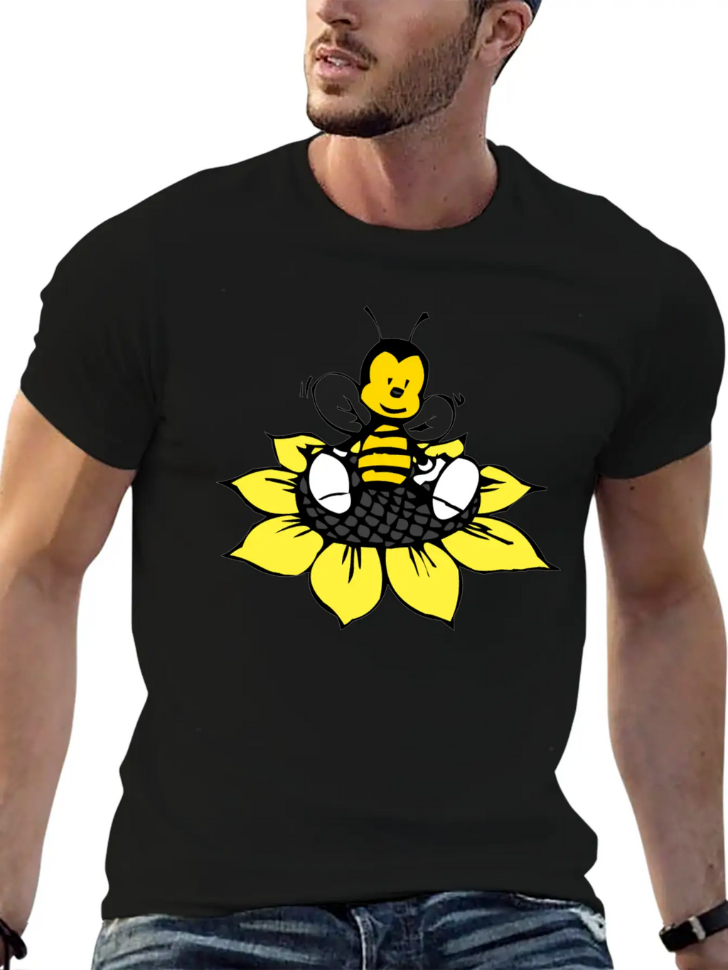 Cute Bee Breathable Graphic T-Shirt – Perfect For Casual Days