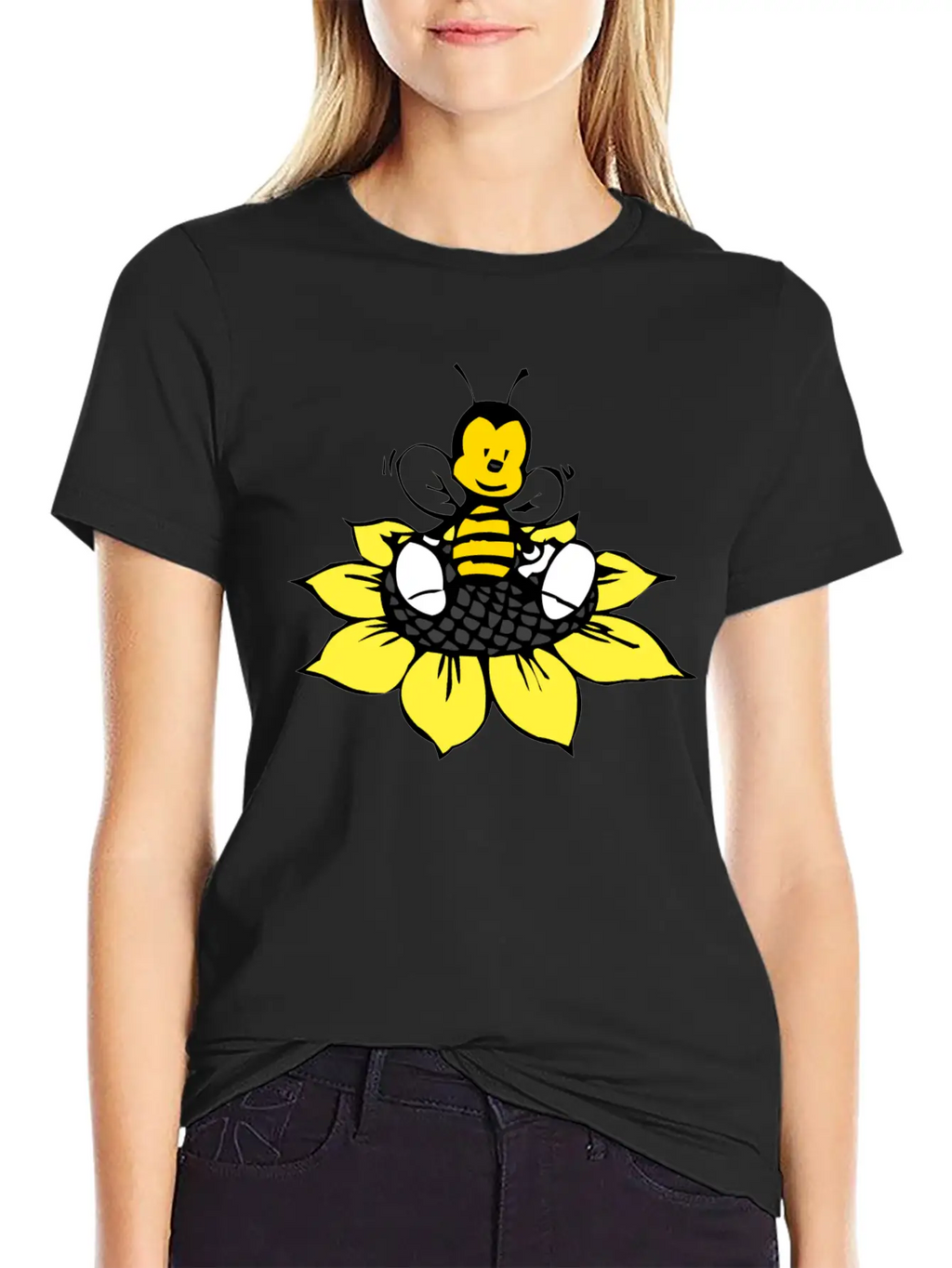 Cute Bee Breathable Graphic T-Shirt – Perfect For Casual Days