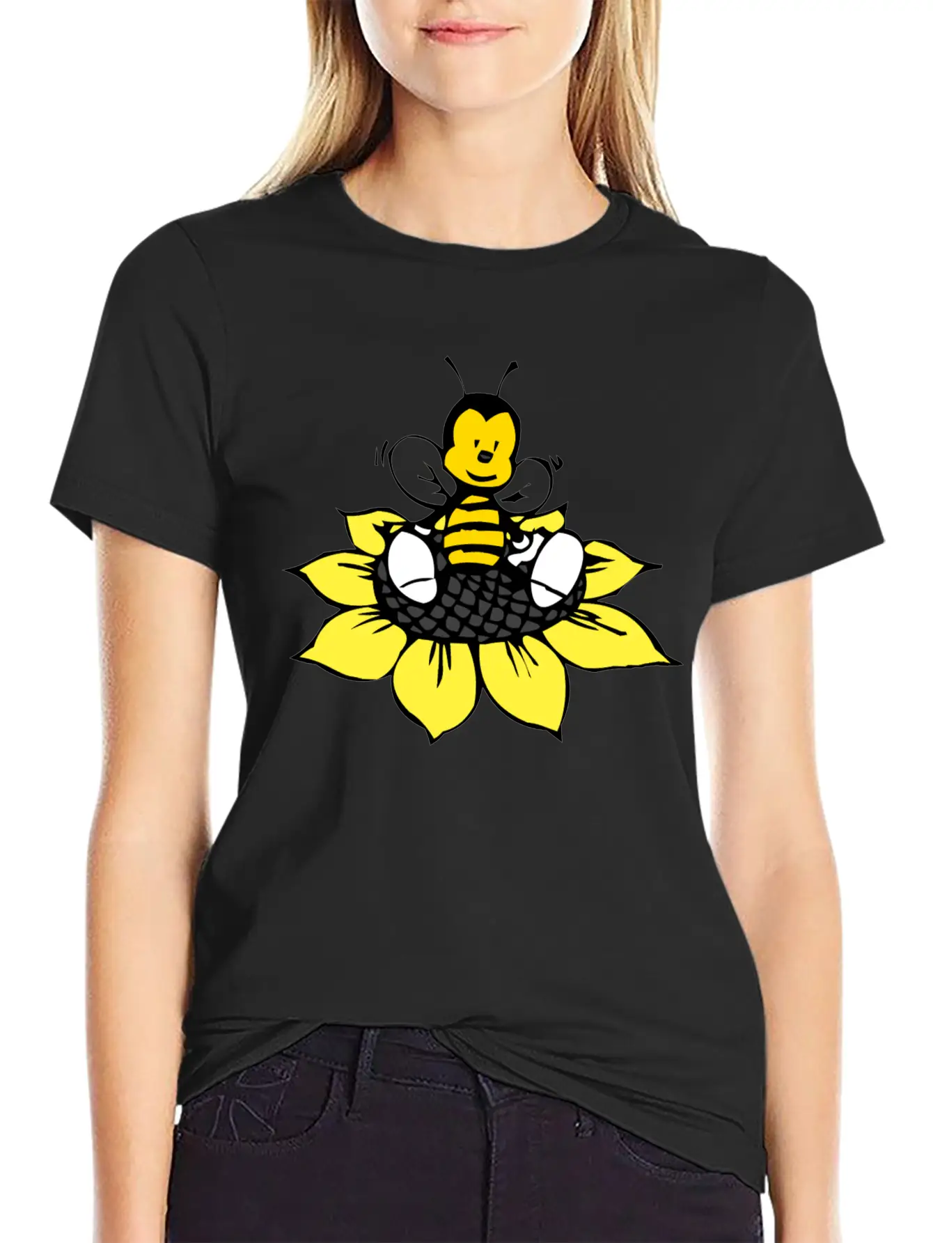 Cute Bee Breathable Graphic T-Shirt – Perfect For Casual Days