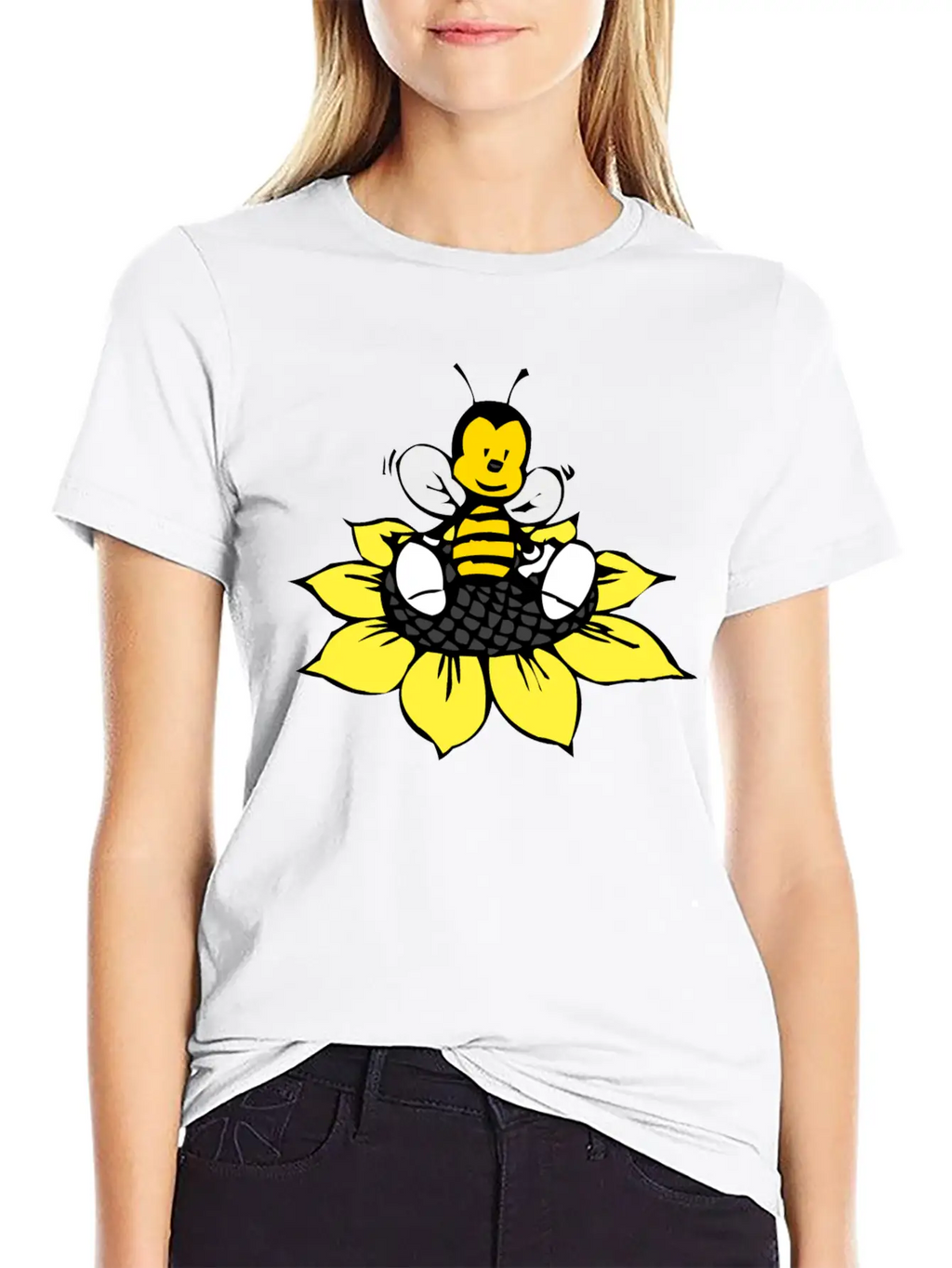 Cute Bee Breathable Graphic T-Shirt – Perfect For Casual Days