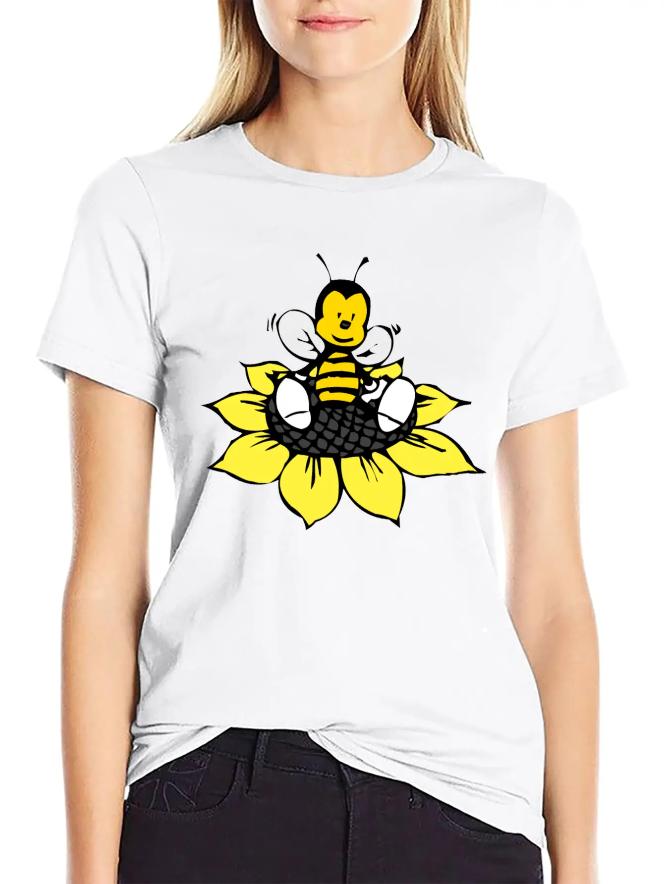 Cute Bee Breathable Graphic T-Shirt – Perfect For Casual Days