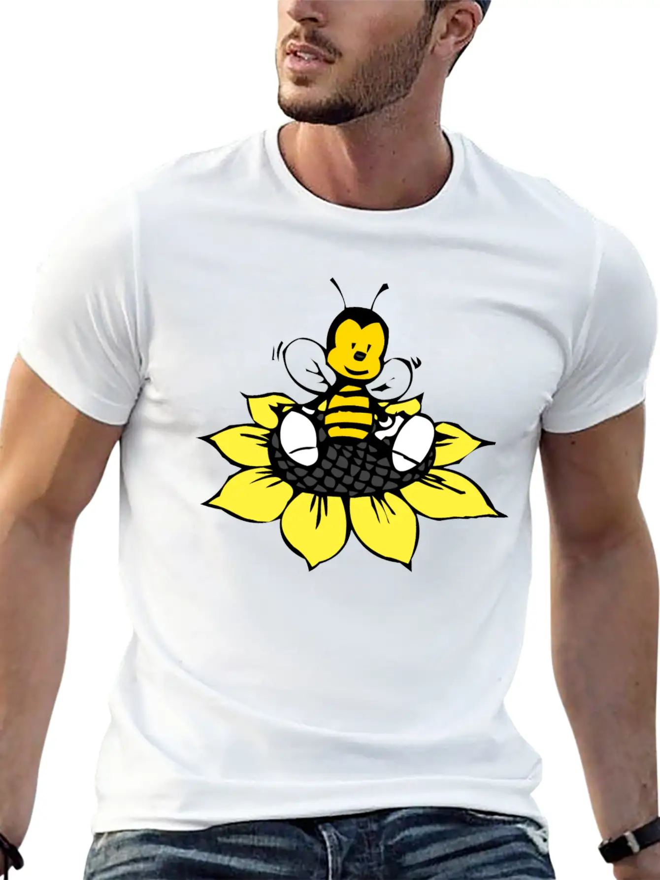 Cute Bee Breathable Graphic T-Shirt – Perfect For Casual Days