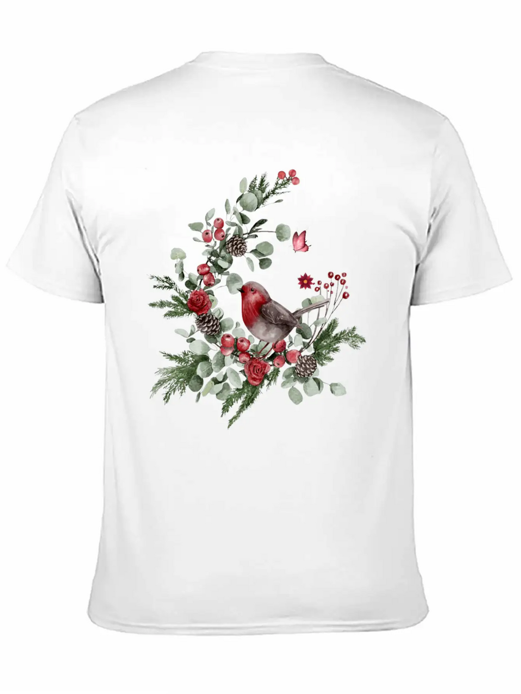Cute Bird Perched On A Pine Branch Stylish Everyday T-Shirt – Unisex Basic Cotton Tee