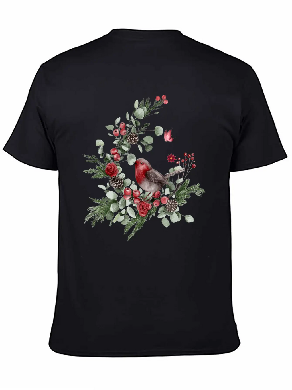 Cute Bird Perched On A Pine Branch Stylish Everyday T-Shirt – Unisex Basic Cotton Tee