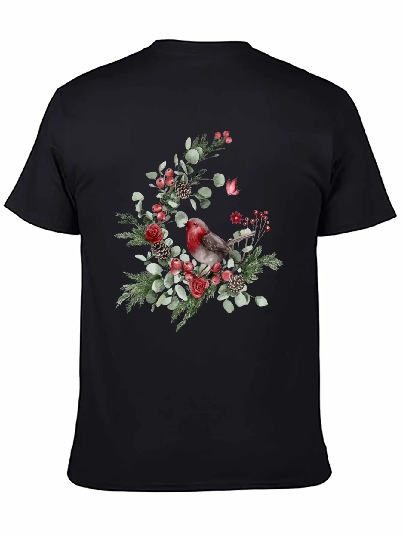 Cute Bird Perched On A Pine Branch Stylish Everyday T-Shirt – Unisex Basic Cotton Tee