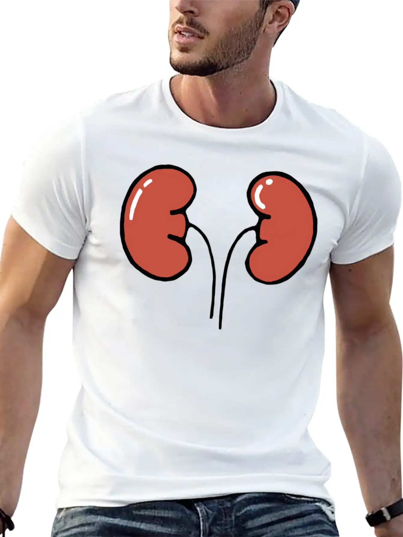 Cute Cartoon Kidneys Unisex Casual T-Shirt – Clean Design For Daily Comfort