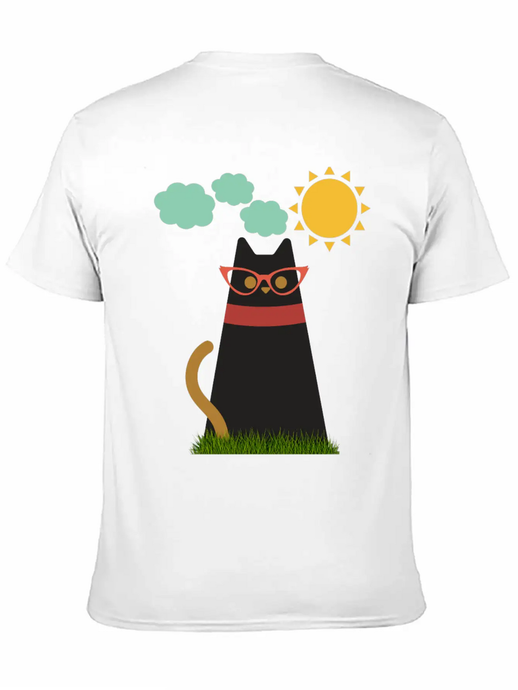 Cute Cat In The Garden . Sunrise , Tree , Grass. Essential Cotton Tee For Daily Outfits – Unisex Style