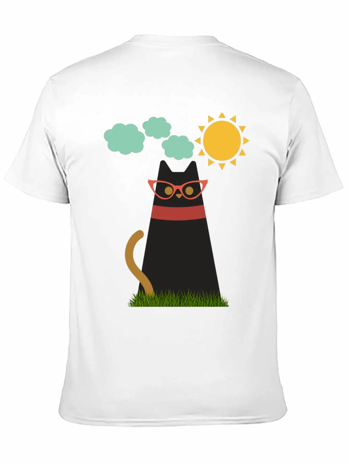 Cute Cat In The Garden . Sunrise , Tree , Grass. Essential Cotton Tee For Daily Outfits – Unisex Style