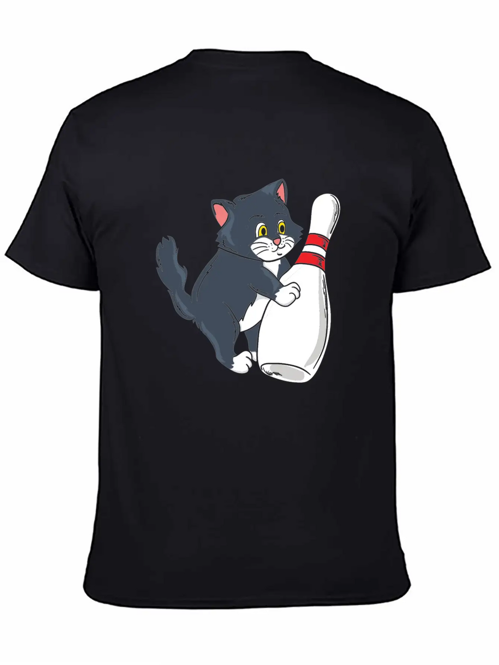 Cute Cat Tipping Bowling Pin Player Gift Idea Breathable Graphic T-Shirt – Perfect For Casual Days