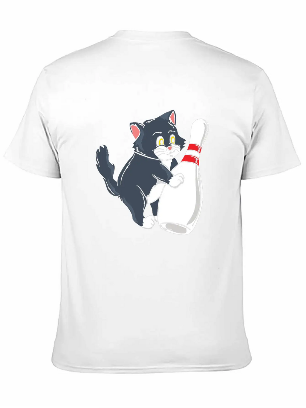 Cute Cat Tipping Bowling Pin Player Gift Idea Breathable Graphic T-Shirt – Perfect For Casual Days