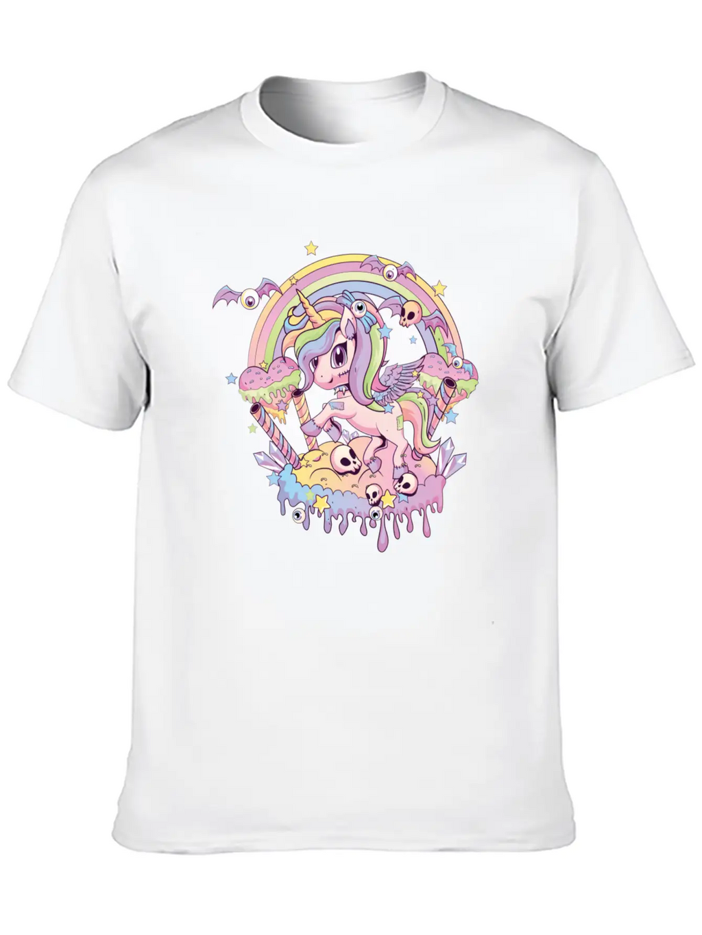 Cute Creepy Unicorn Gothic Kawaii Menhera Wiccan Stylish Everyday T-Shirt – Unisex Basic Cotton Tee