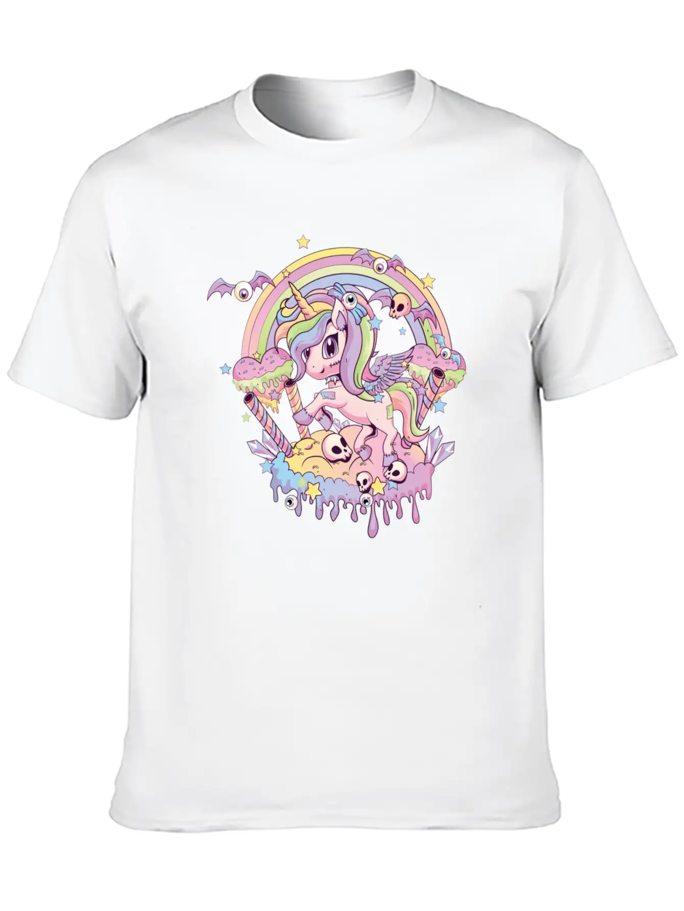 Cute Creepy Unicorn Gothic Kawaii Menhera Wiccan Stylish Everyday T-Shirt – Unisex Basic Cotton Tee