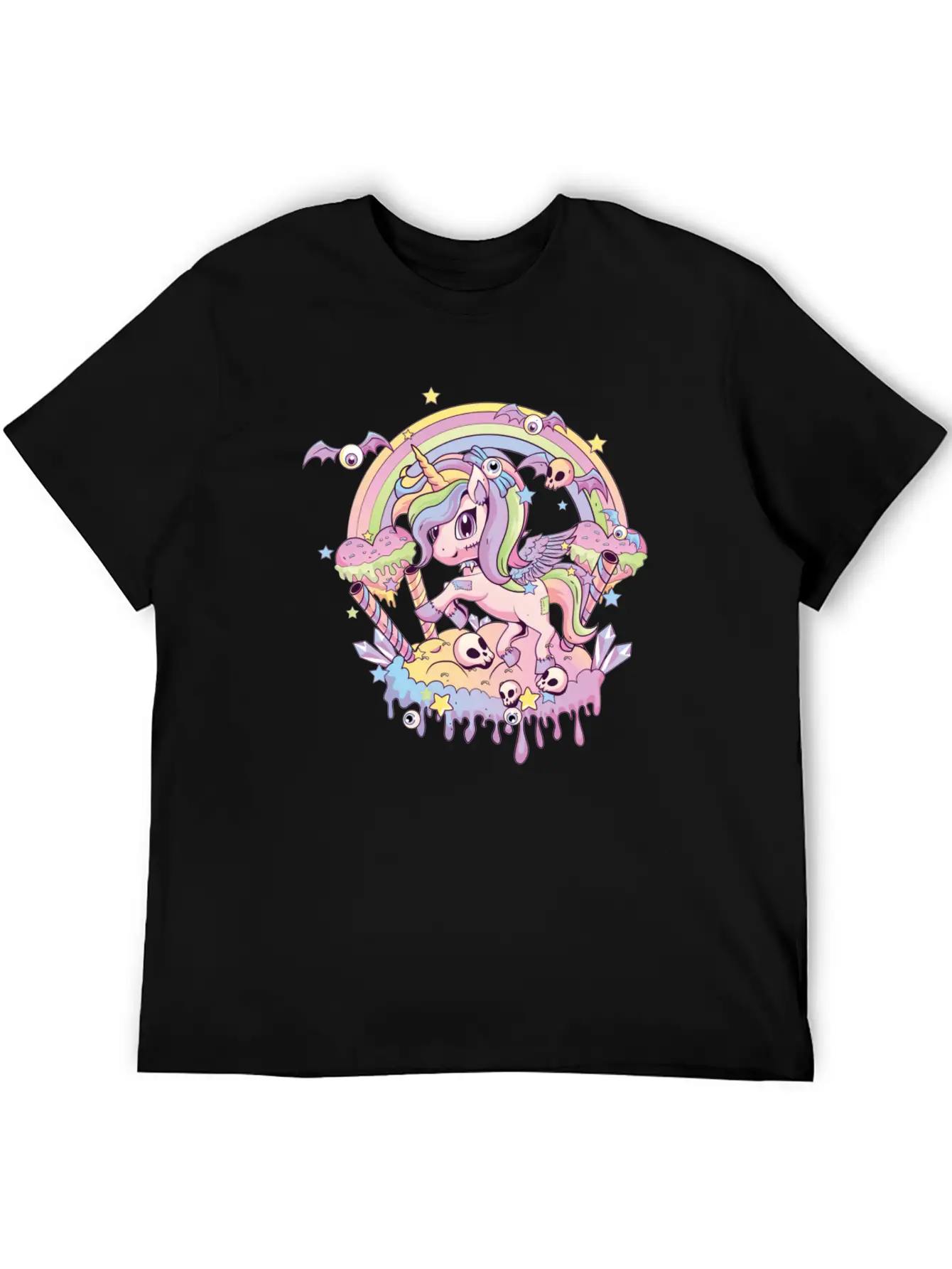 Cute Creepy Unicorn Gothic Kawaii Menhera Wiccan Stylish Everyday T-Shirt – Unisex Basic Cotton Tee