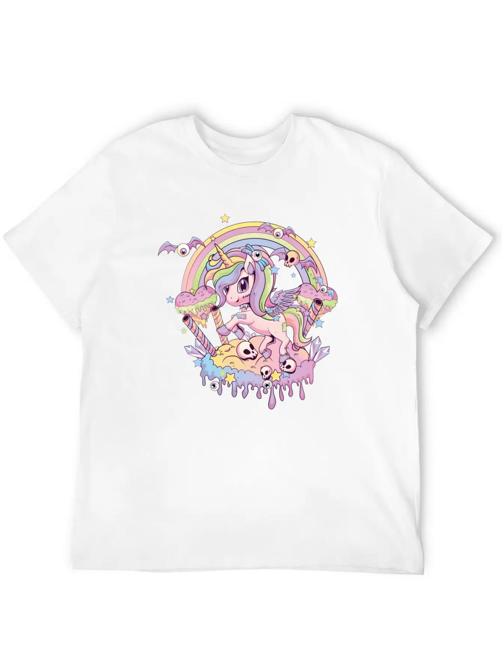 Cute Creepy Unicorn Gothic Kawaii Menhera Wiccan Stylish Everyday T-Shirt – Unisex Basic Cotton Tee