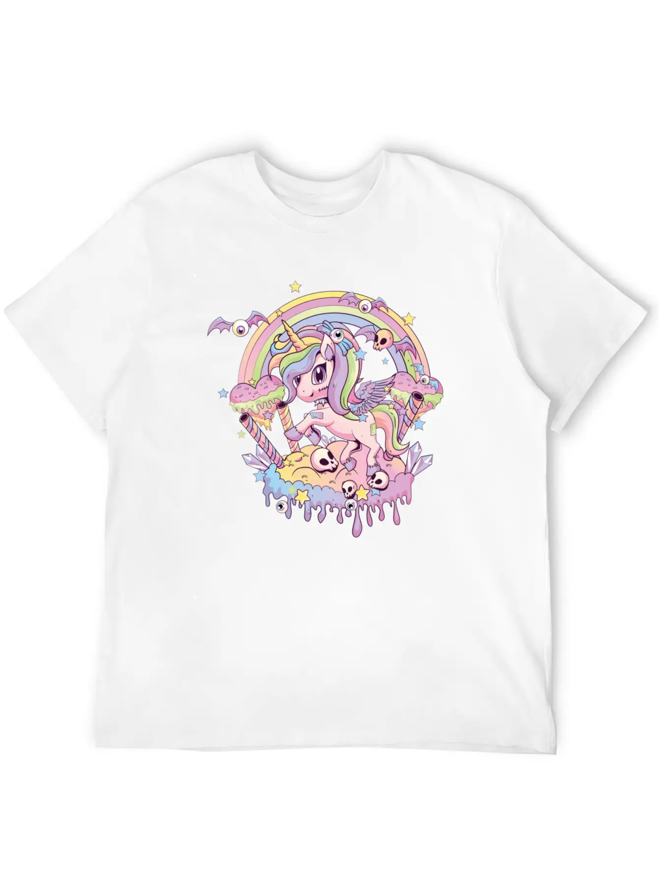 Cute Creepy Unicorn Gothic Kawaii Menhera Wiccan Stylish Everyday T-Shirt – Unisex Basic Cotton Tee
