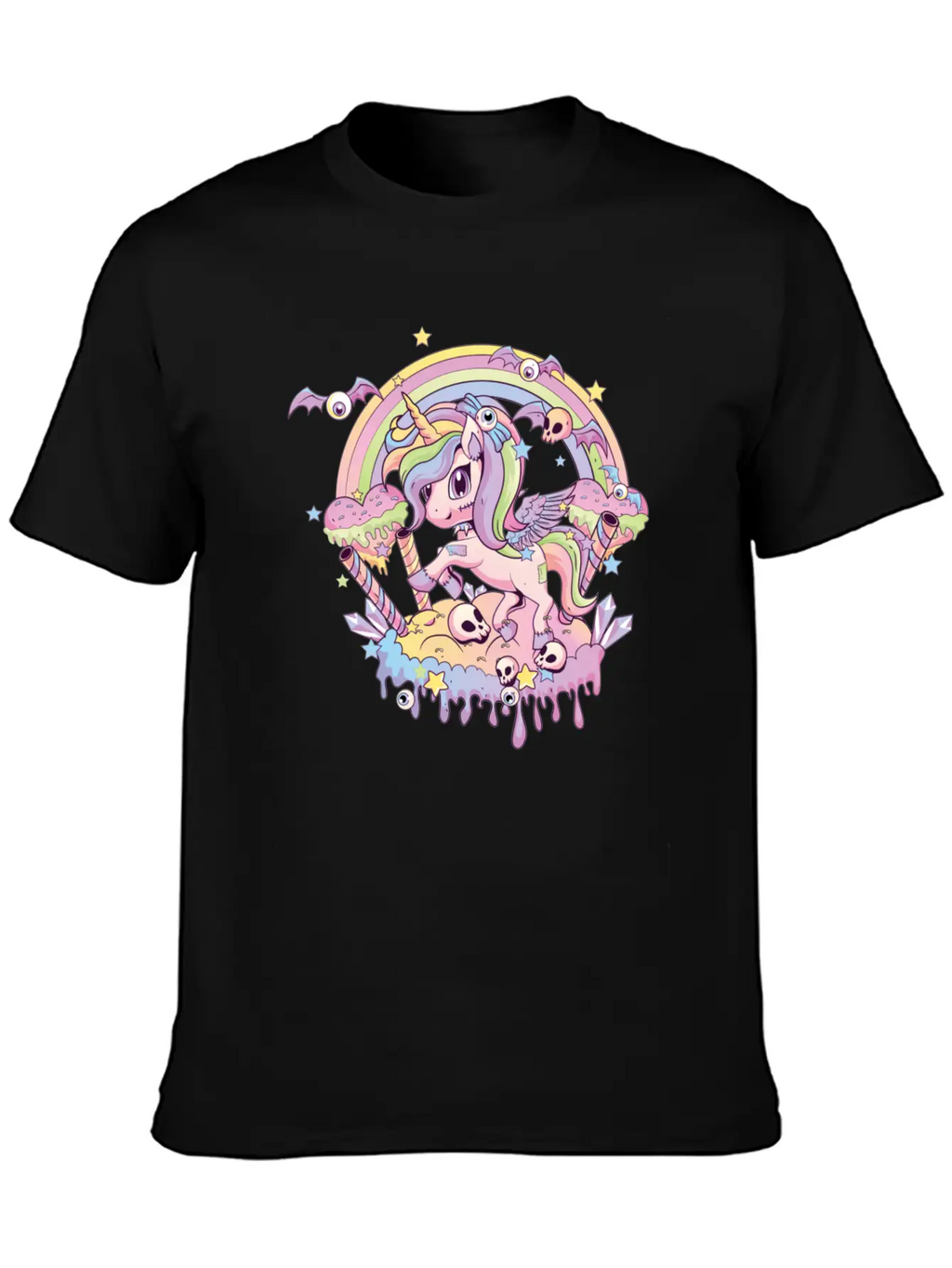 Cute Creepy Unicorn Gothic Kawaii Menhera Wiccan Stylish Everyday T-Shirt – Unisex Basic Cotton Tee